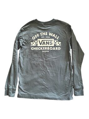 Vans Long Sleeve Off The Wall Tee in Slate Green with Cream Logo